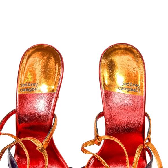 Jeffery Campbell Una Flor Bright Metallic Sandals Size 10 - Picture 3 of 9